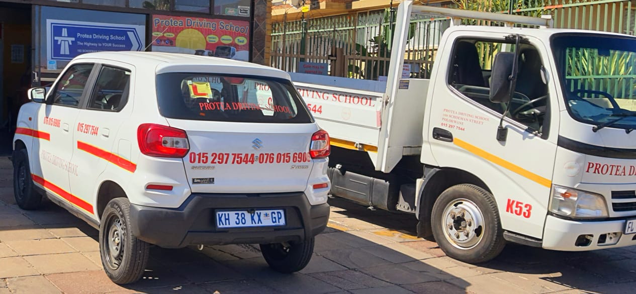 Protea Driving School vehicles outside the Polokwane branch