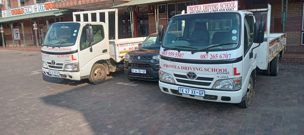 Protea Driving School vehicles outside the Witbank branch